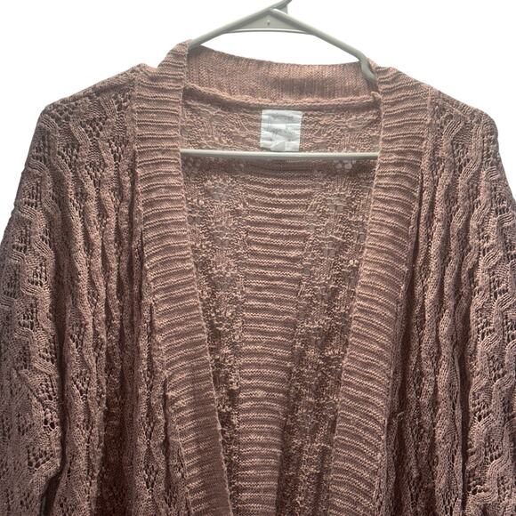 Hippie Rose Women’s Open Front Cardigan Sweater XL Pink Knit Pockets - Picture 3 of 7